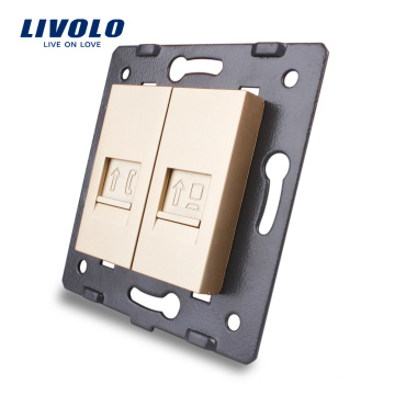 Manufacture Livolo Wall Socket Accessory The Base of Computer Internet Socket RJ45 RJ11 Telephone Outlet VL-C7-1TC-13